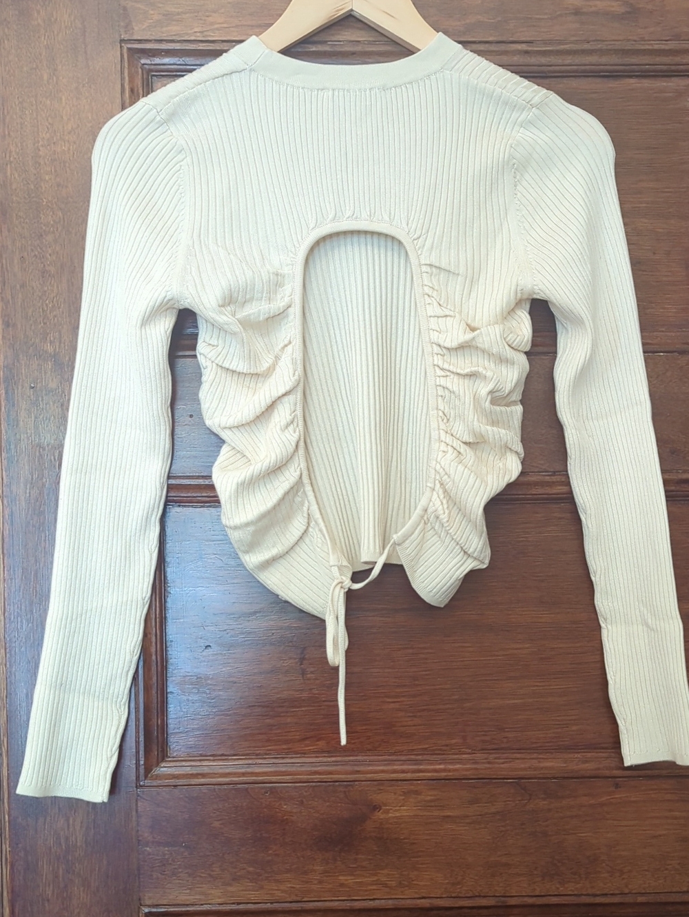 NWT Sandro Backless Knit Sweater Size M (2) Cream | Open Back Pullover